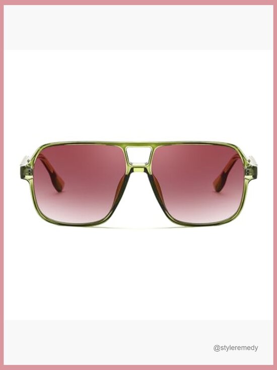 Retro Square Aviator Sunglasses Plastic Frame UV400 Protection main image 7